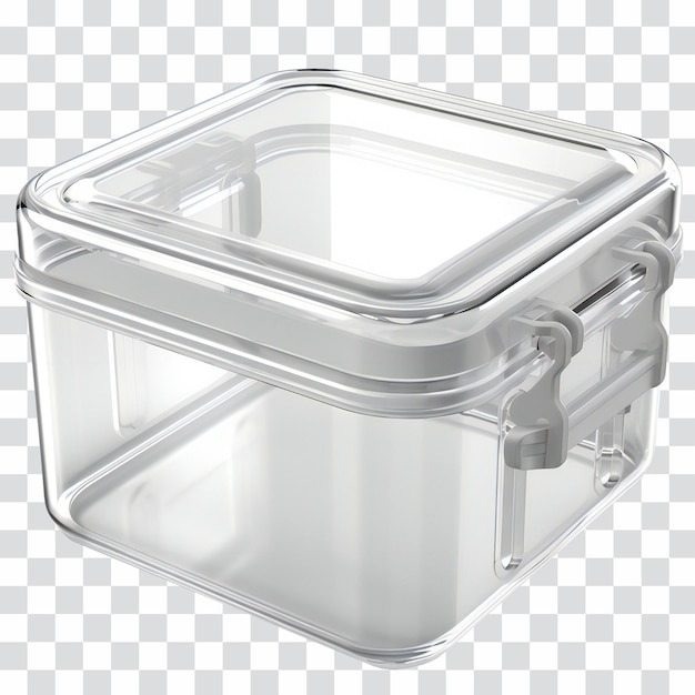 PSD Прозрачное квадратное пустое пластиковое ведро для хранения продуктов питания на прозрачном
