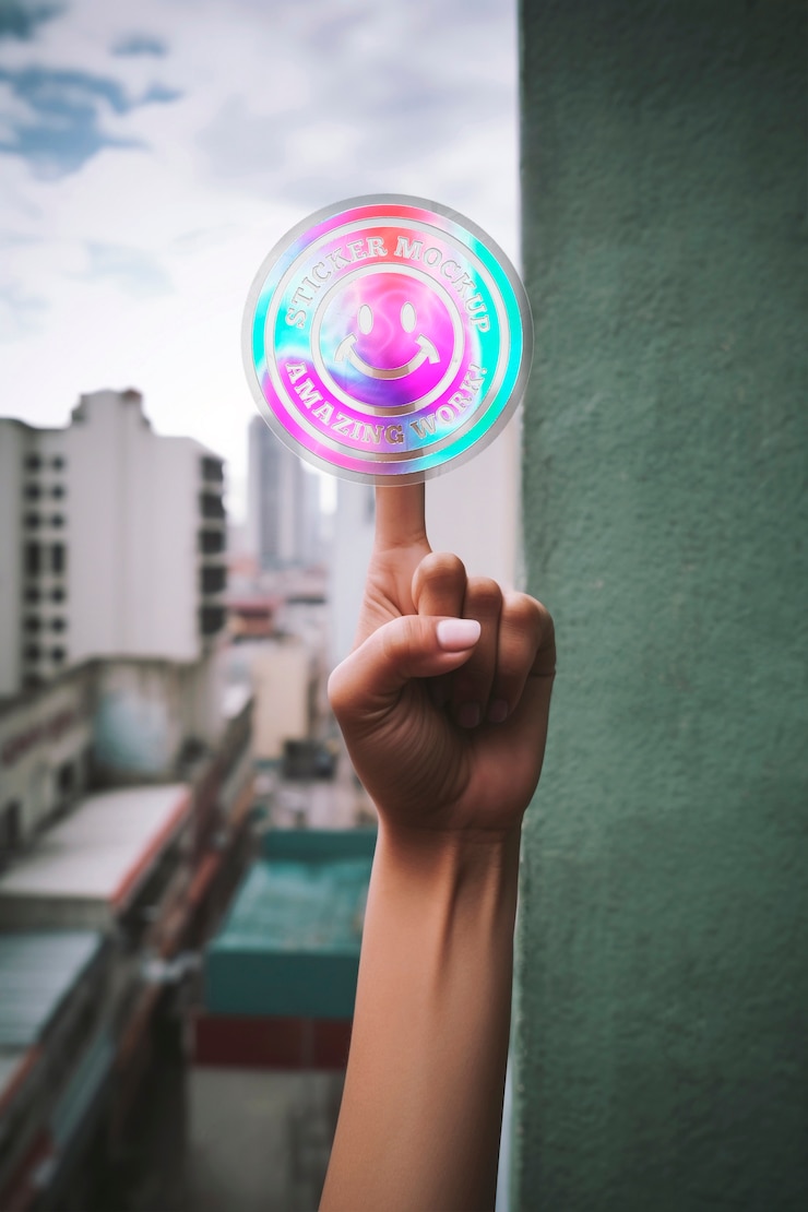PSD transparent sticker mockup design