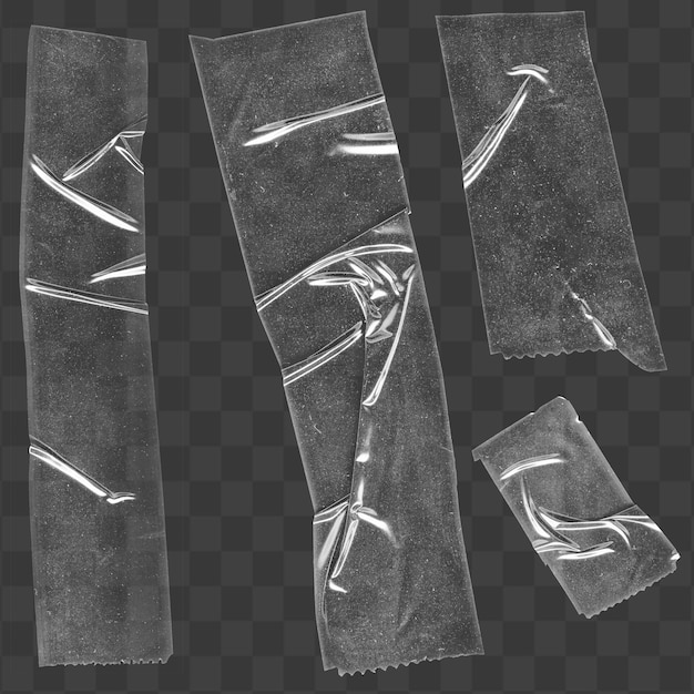 transparent sticky tape pieces for photo and paper fixing isolated on a transparent background
