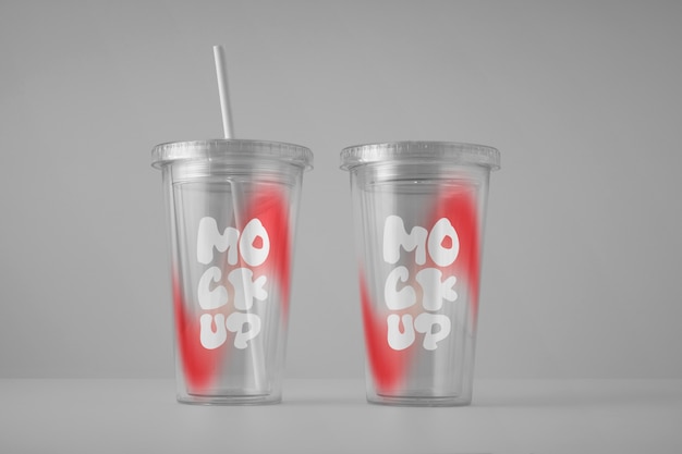 PSD transparent tumbler glass mockup