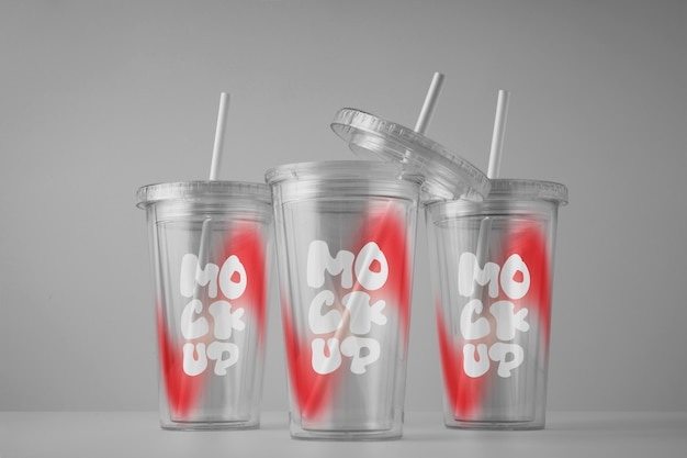 PSD transparent tumbler glass mockup