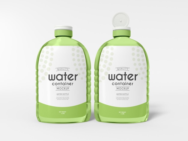 Transparent water bottle container  mockup