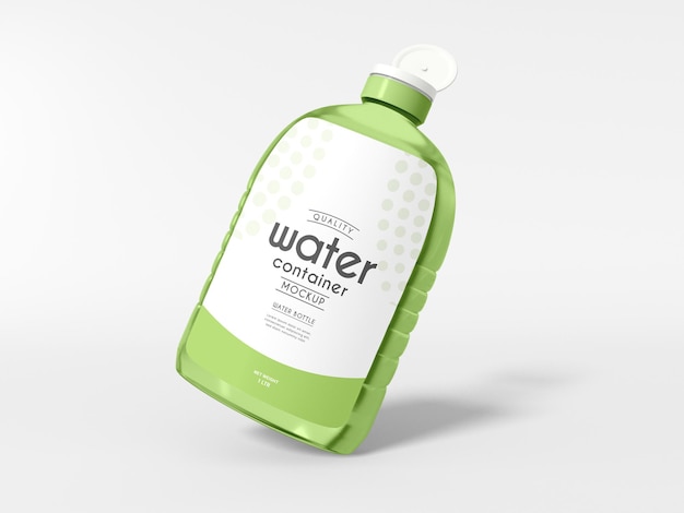 PSD transparent water bottle container  mockup