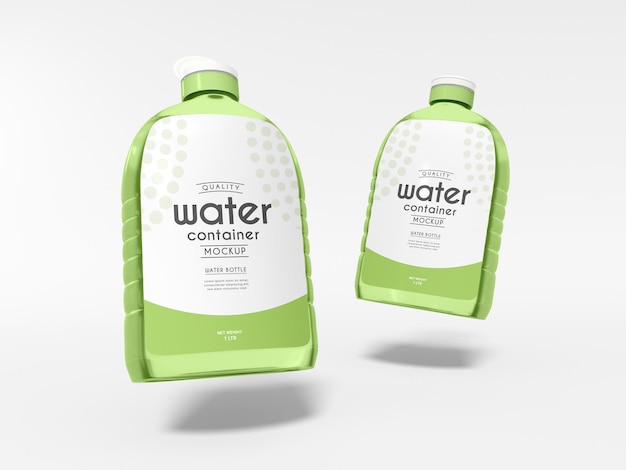 Transparent water bottle container  mockup