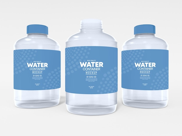 Transparent Water Bottle Container Mockup