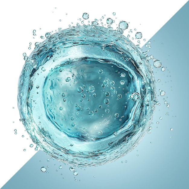 Transparent Water Sphere with Bubbles and Splashes