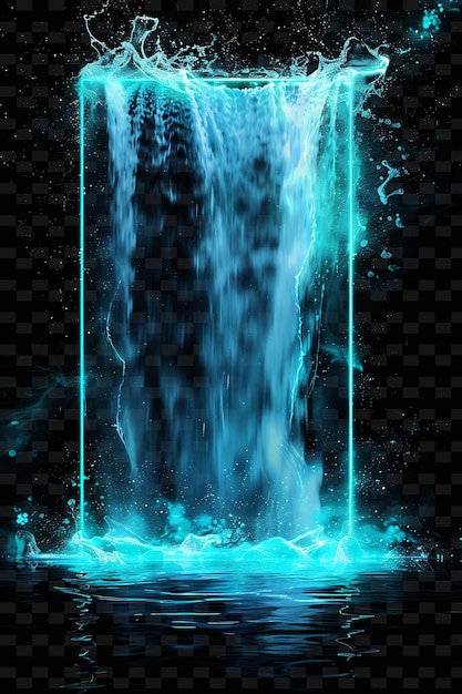 PSD Прозрачный знак водопада с каскадным водопадом в форме y2k creative signboard decor
