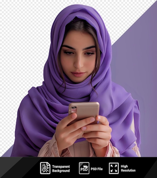 PSD transparent young beautiful woman holding in hands cell reading browsing news on the phone png