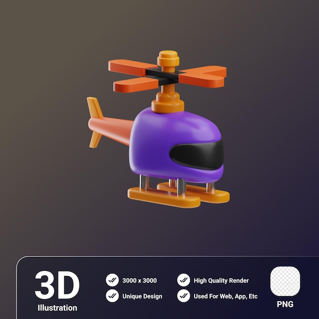 PSD transport and sign object helicopter 3d illustration