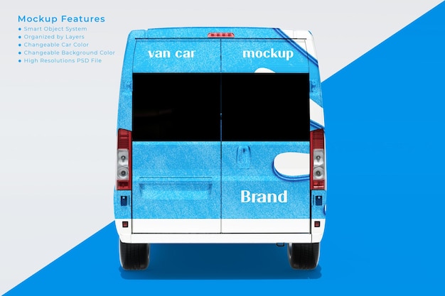 PSD transport van car psd mockup back view