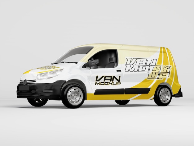 Transportation delivery van panel branding mockup