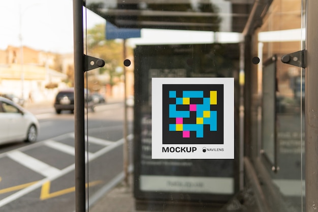 Transportation stop with navilens code mockup