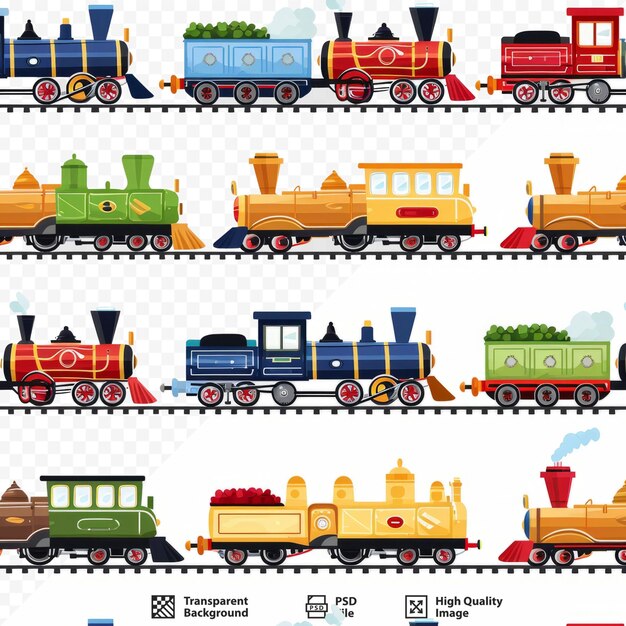 PSD transportation train cartoon seamless pattern isolated background