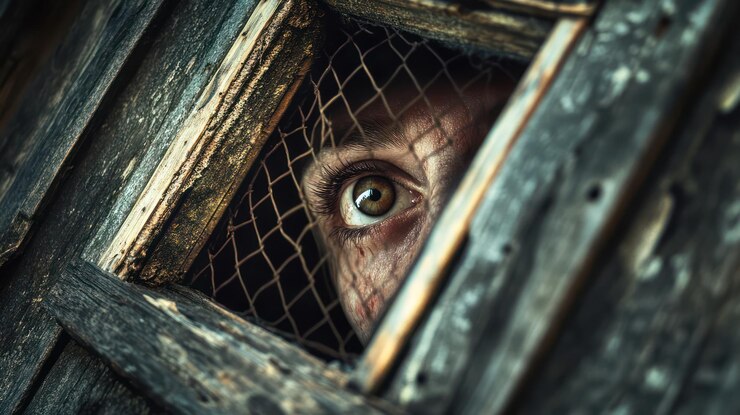 PSD trapped soul a ghastly gaze through decaying wood