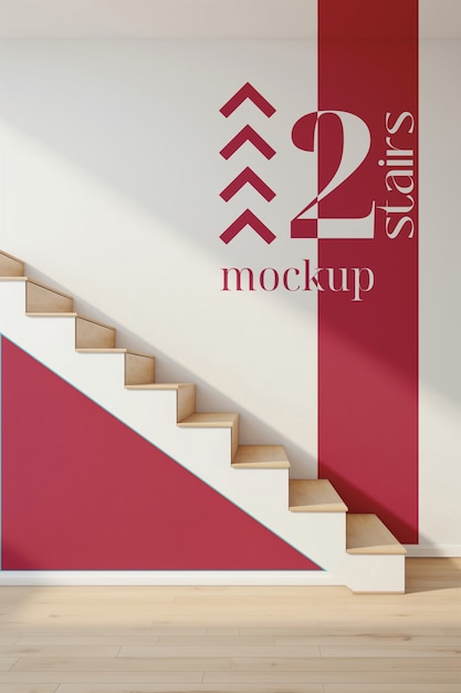 Trappen met mock-up muurontwerp