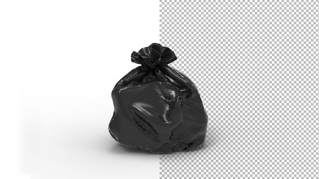 PSD trash bag front view with shadow 3d render