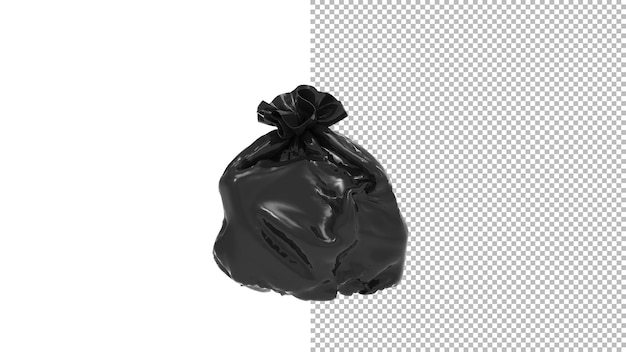 PSD trash bag front view without shadow 3d render