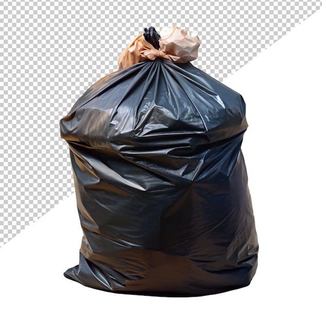 PSD trash in black bag on transparent background