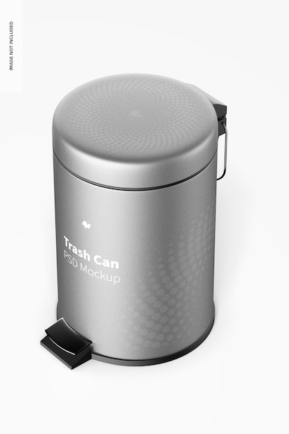 Trash Can With Foot Pedal Mockup, Left View