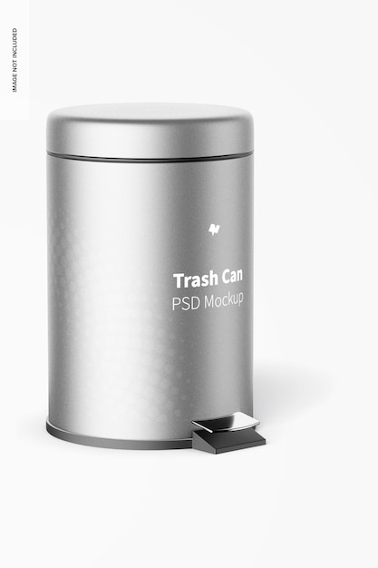 Trash Can With Foot Pedal Mockup, Right View