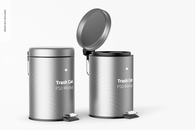 PSD trash cans with foot pedal mockup, opened and closed