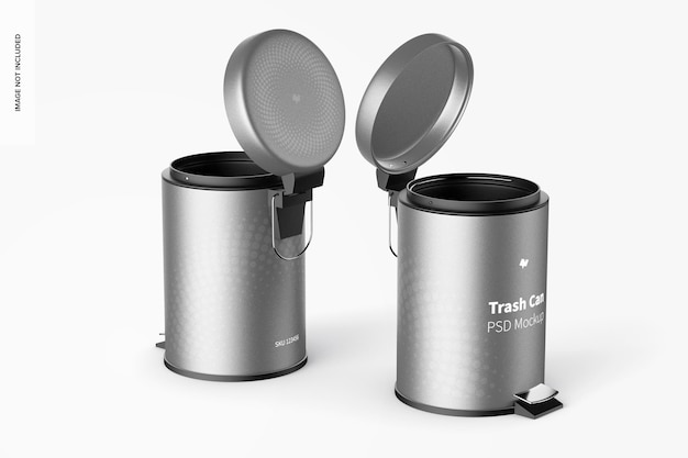 Trash cans with foot pedal mockup