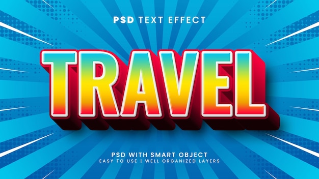 Travel 3d editable text effect with journey and vacation text style