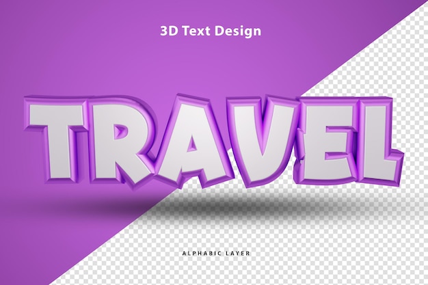 PSD design di testo reso 3d di viaggio