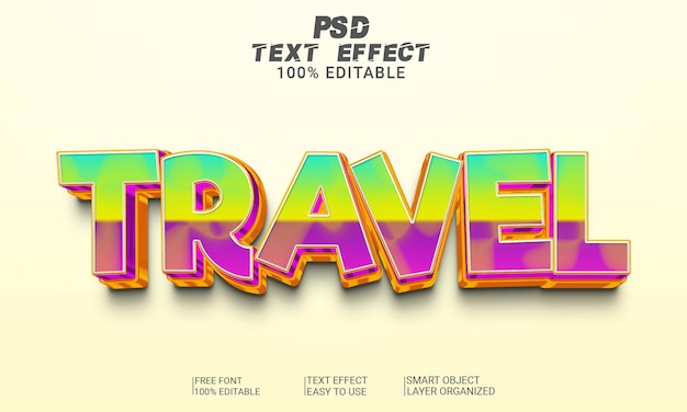 Travel 3D Text Effect PSD File