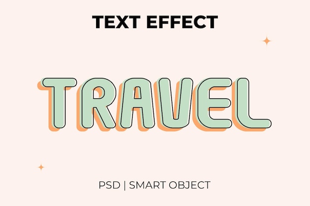 PSD travel 90s retro groovy style text effect