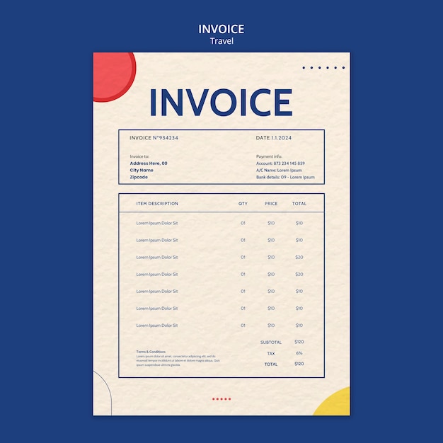 PSD travel adventure invoice template