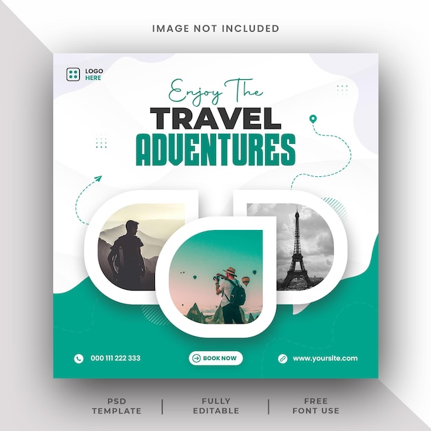 PSD travel adventure social media instagram post banner template