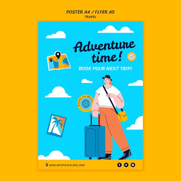 PSD travel and adventure vertical poster template