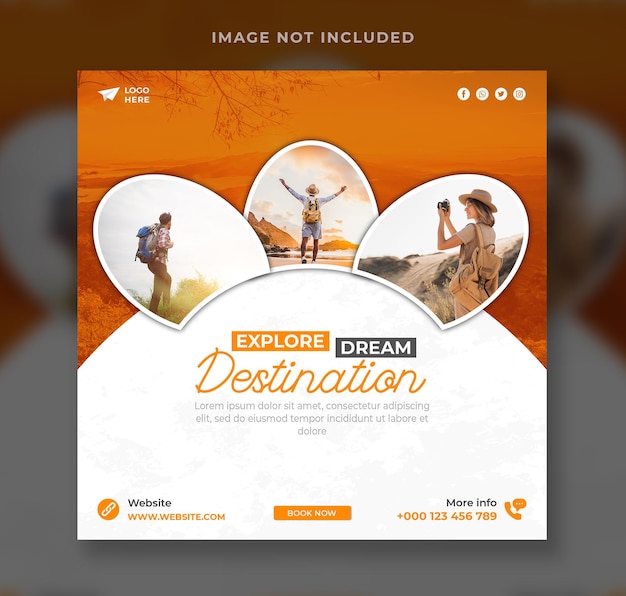 Travel advertising social media banner template