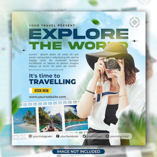 Travel agency adventure social media post flyer template