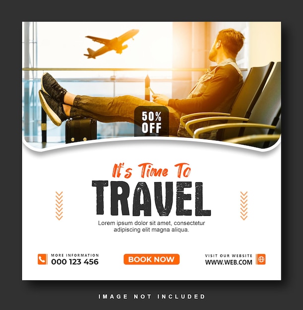 travel agency banner social media instagram post or flyer design template