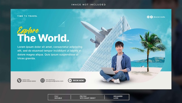 旅行代理店のバナー テンプレートまたはソーシャル メディアの投稿