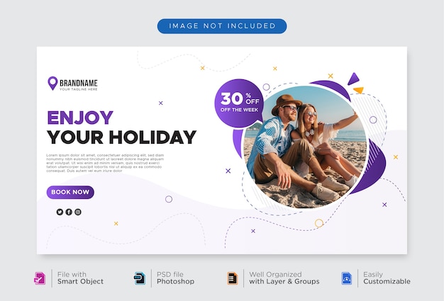 Travel agency banner template for social media promotion web banner