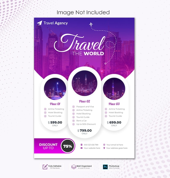 Travel agency flyer design template