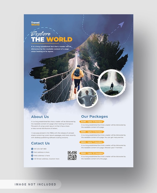 PSD travel agency or holiday explore world or business flyer template