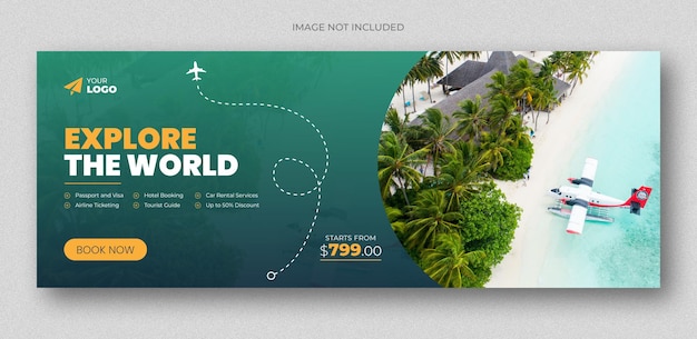 PSD travel agency holiday vacation facebook cover and we banner template