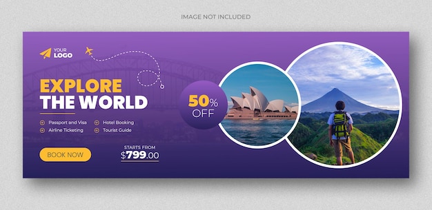 PSD travel agency holiday vacation facebook cover and we banner template