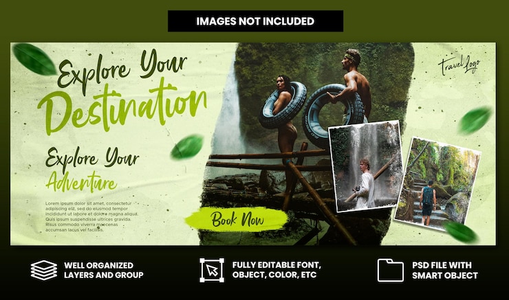 PSD travel agency holiday vacation facebook cover and web banner template