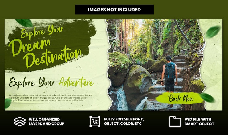 PSD travel agency holiday vacation facebook cover and web banner template