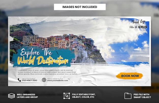 Travel agency holiday vacation facebook cover and web banner template