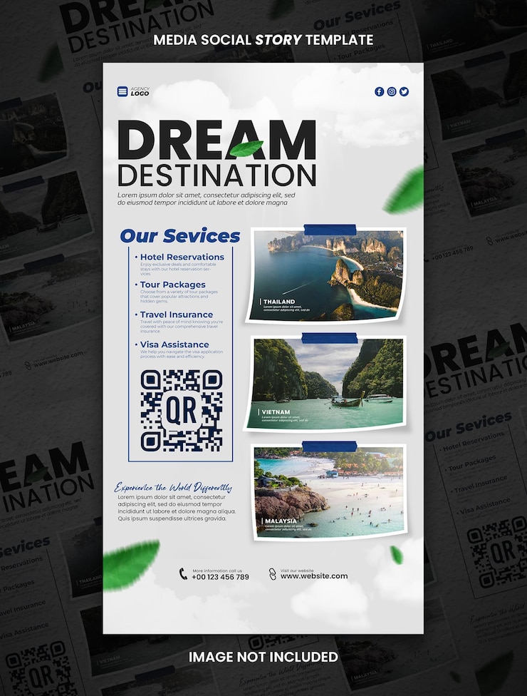PSD 旅行代理店メディアソーシャルストーリー投稿テンプレート