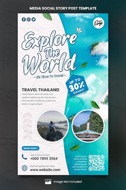 PSD travel agency media social story post template