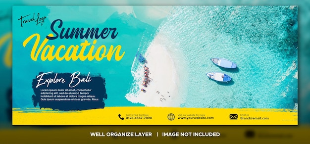 PSD travel agency social media facebook banner and tour holiday vacation web banner template