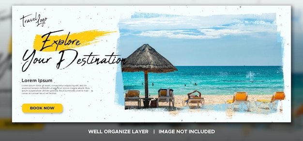 PSD travel agency social media facebook banner and tour holiday vacation web banner template