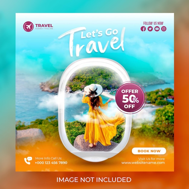 PSD travel agency social media instagram post template